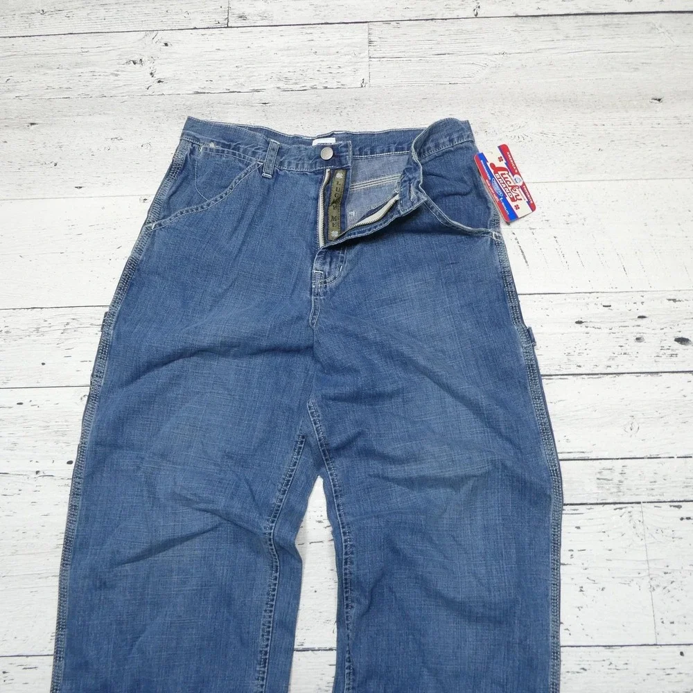 Vintage Lucky Brand Dungarees Jeans Womens 20 Blue Denim Relaxed Straight - Picture 2 of 16